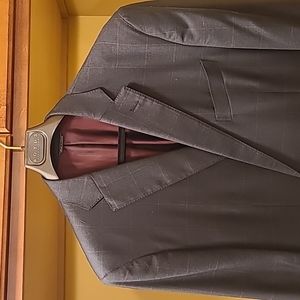 Dark Grey Trussini Suit with Light Grey and Red Checks. Ties included.